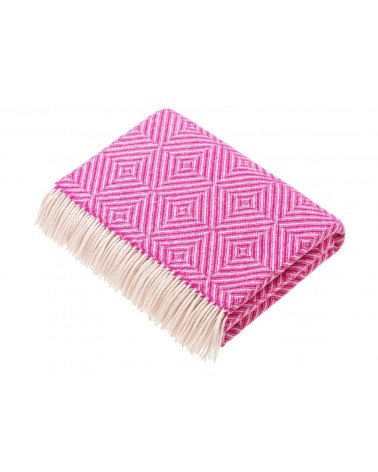 Plaid BRIGHT DIAMOND Fuchsia - Couverture en laine mérinos Bronte by Moon un plaid cocooning couverture chaude douce plaide lit