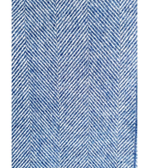 Plaid chevron HERRINGBONE Bleu Ocean - Couverture en laine Bronte by Moon un plaid cocooning couverture chaude douce plaide lit