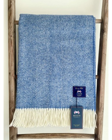 Wolldecke HERRINGBONE Ozean Blau - Decke, Kuscheldecke Bronte by Moon Schafwolldecke warme Woll Decken Sofa wohndecke kaufen