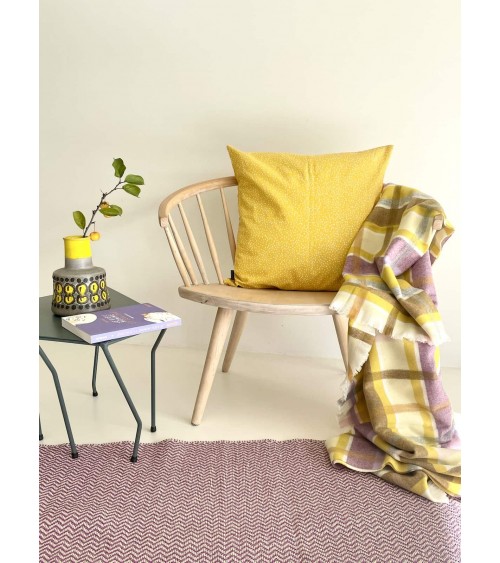 Plaid CONTEMPORARY CHECK Jaune / Naturel - Couverture en laine Bronte by Moon un plaid cocooning couverture chaude douce plai...