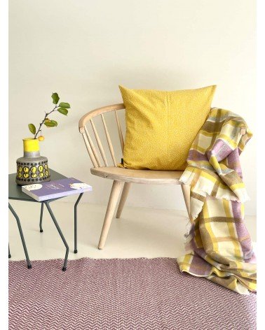 Sofa Throw CONTEMPORARY CHECK Yellow / Natural - wool blanket Bronte by Moon warm cozy soft sofa throw blanket picnic throws ...