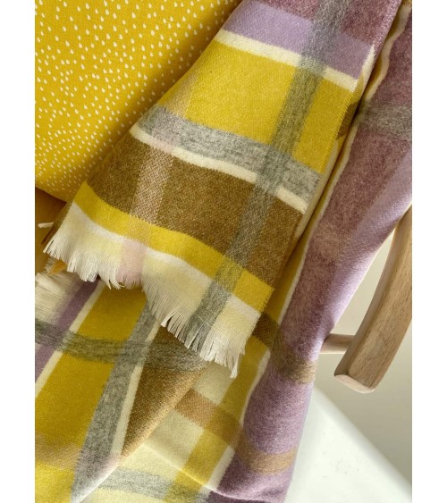 Plaid CONTEMPORARY CHECK Jaune / Naturel - Couverture en laine Bronte by Moon un plaid cocooning couverture chaude douce plai...