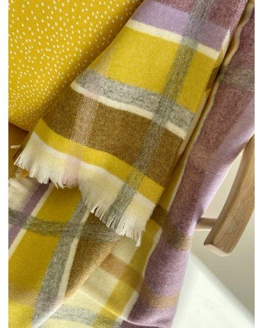 Sofa Throw CONTEMPORARY CHECK Yellow / Natural - wool blanket Bronte by Moon warm cozy soft sofa throw blanket picnic throws ...