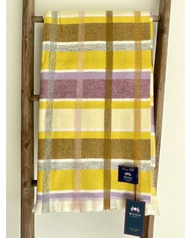 Sofa Throw CONTEMPORARY CHECK Yellow / Natural - wool blanket Bronte by Moon warm cozy soft sofa throw blanket picnic throws ...