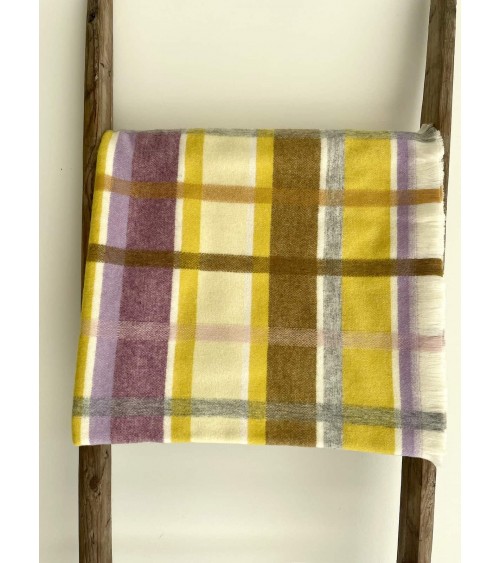 Plaid CONTEMPORARY CHECK Jaune / Naturel - Couverture en laine Bronte by Moon un plaid cocooning couverture chaude douce plai...