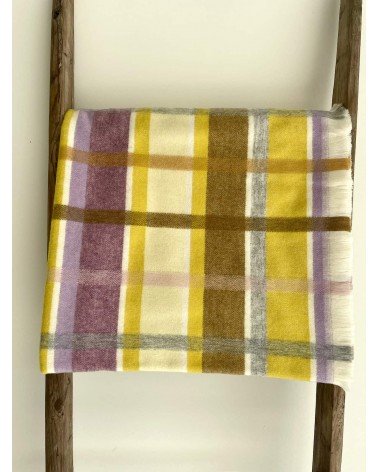 Sofa Throw CONTEMPORARY CHECK Yellow / Natural - wool blanket Bronte by Moon warm cozy soft sofa throw blanket picnic throws ...