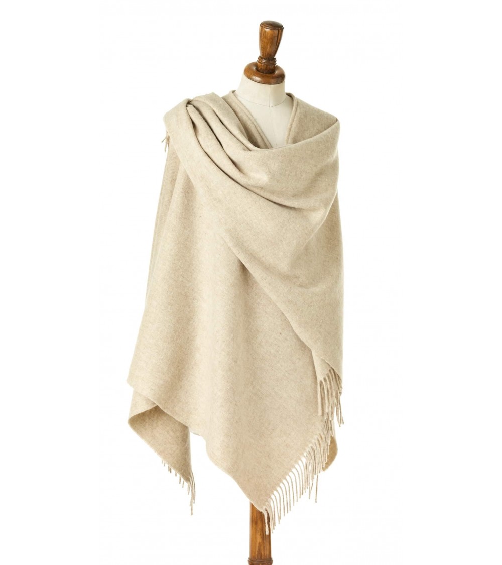 Mini Ruana PLAIN Beige - Merino wool poncho Bronte by Moon cape warm winter elegant for women kitatori switzerland