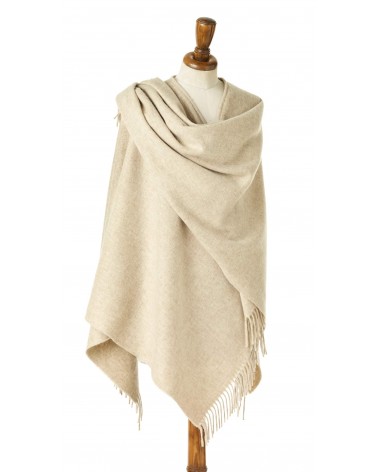 Mini Ruana PLAIN Beige - Merino wool poncho Bronte by Moon cape warm winter elegant for women kitatori switzerland