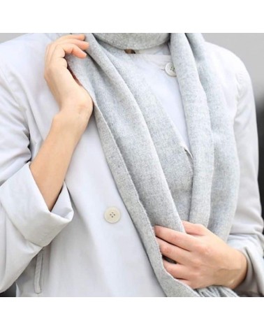 PLAIN Gris - echarpe unie en laine merinos Bronte by Moon luxe pour femme homme Suisse Kitatori