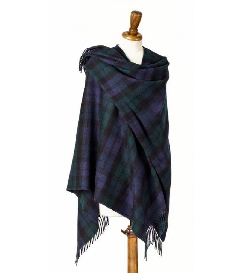 Mini Ruana Tartan BLACK WATCH - Mantella, poncho di lana merinos Bronte by Moon donna elegante invernale kitatori svizzera