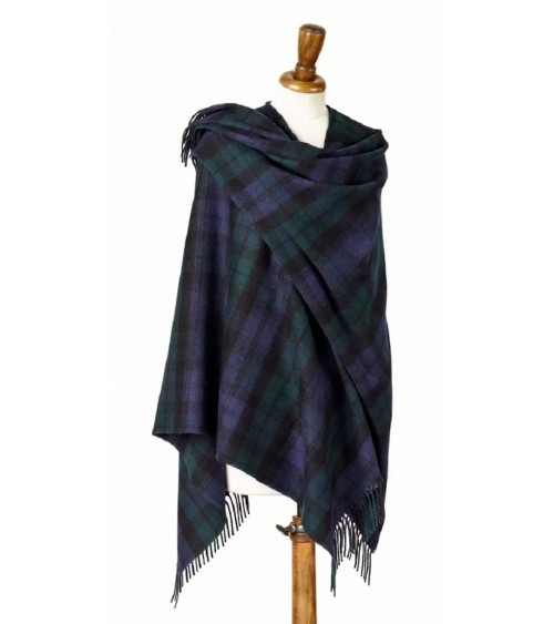 Mini Ruana Tartan BLACK WATCH - Merino wool poncho Bronte by Moon cape warm winter elegant for women kitatori switzerland