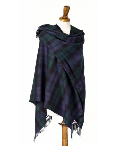 Mini Ruana Tartan BLACK WATCH - Mantella, poncho di lana merinos Bronte by Moon donna elegante invernale kitatori svizzera