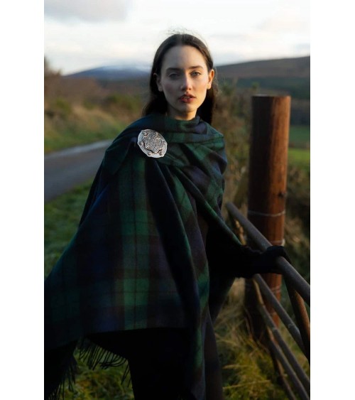 Mini Ruana Tartan BLACK WATCH - Mantella, poncho di lana merinos Bronte by Moon donna elegante invernale kitatori svizzera