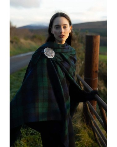 Mini Ruana Tartan BLACK WATCH - Mantella, poncho di lana merinos Bronte by Moon donna elegante invernale kitatori svizzera