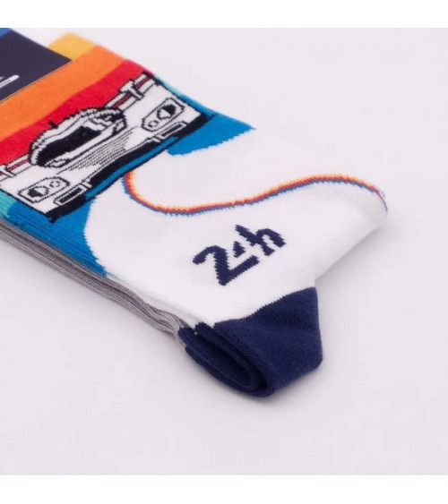 Lemans Retro Racer - Chaussettes originales Heel Tread jolies chausset pour homme femme fantaisie drole originales