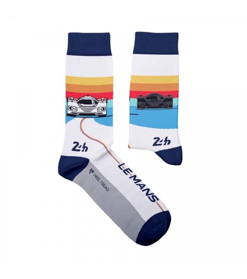 Lemans Retro Racer - Chaussettes originales Heel Tread jolies chausset pour homme femme fantaisie drole originales