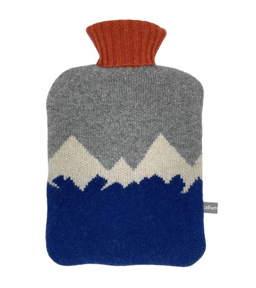 Navy Mountains - Hot water bottle with wool cover Catherine Tough bag long rechargeable luxury cute