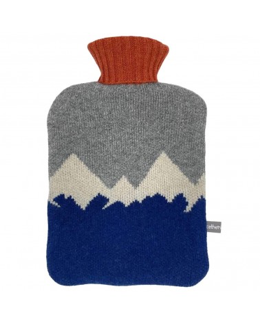 Navy Mountains - Hot water bottle with wool cover Catherine Tough bag long rechargeable luxury cute