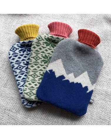 Navy Mountains - Hot water bottle with wool cover Catherine Tough bag long rechargeable luxury cute