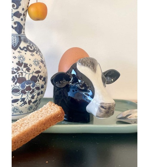 Friesian Cow - Egg cup holder Quail Ceramics cute egg cup holder