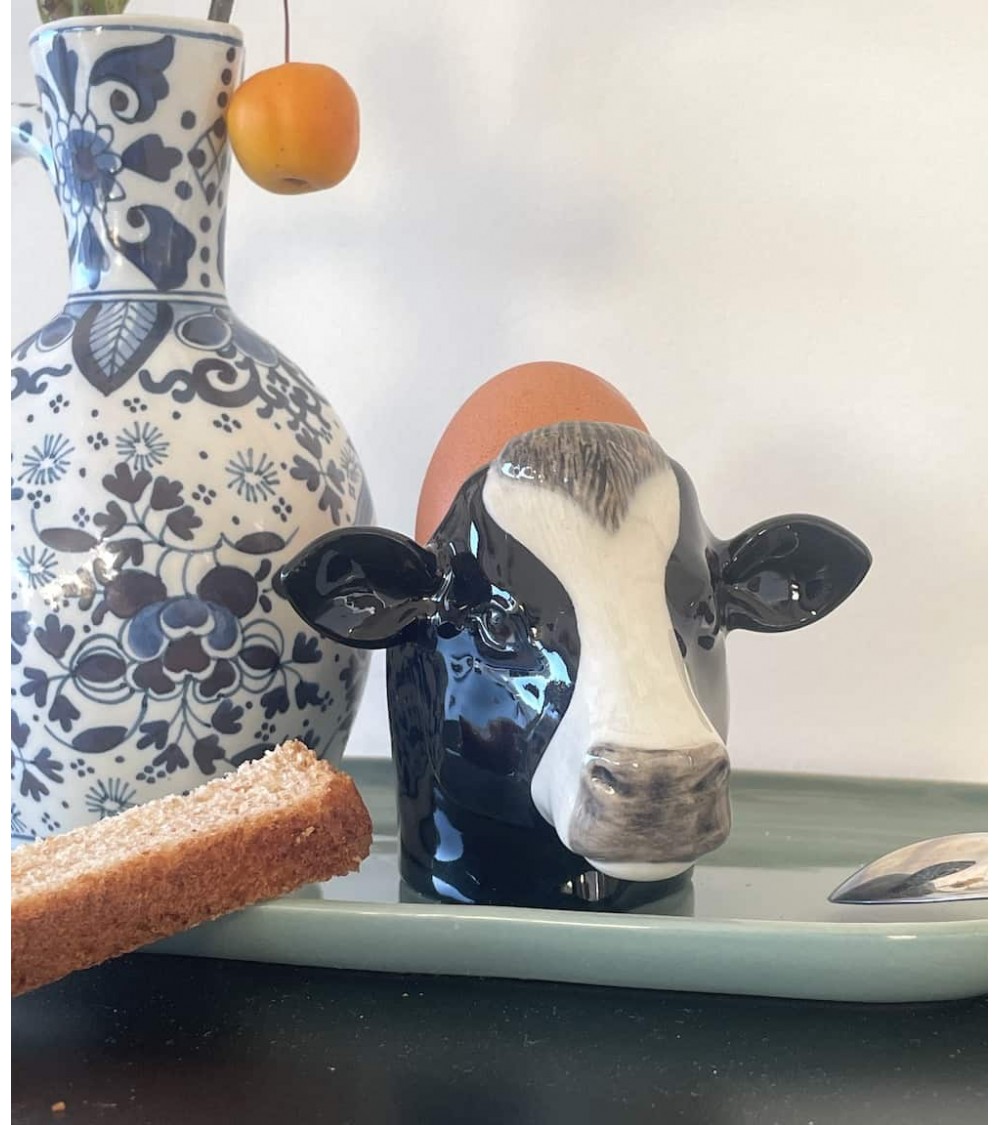 Friesian Cow - Egg cup holder Quail Ceramics cute egg cup holder