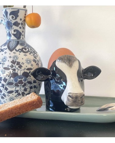 Friesian Cow - Egg cup holder Quail Ceramics cute egg cup holder