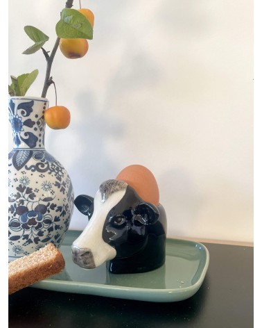 Friesian Cow - Egg cup holder Quail Ceramics cute egg cup holder