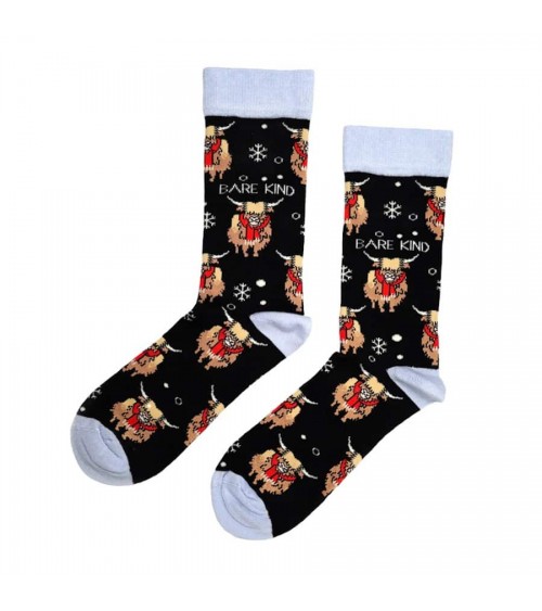 Rettet die Kühe der Highlands - Bambus Weihnachtssocken Bare Kind Socke lustige Damen Herren farbige coole socken mit motiv k...