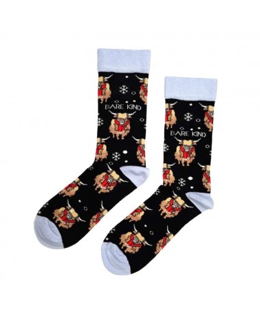 Rettet die Kühe der Highlands - Bambus Weihnachtssocken Bare Kind Socke lustige Damen Herren farbige coole socken mit motiv k...