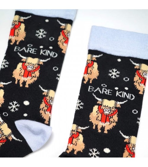 Rettet die Kühe der Highlands - Bambus Weihnachtssocken Bare Kind Socke lustige Damen Herren farbige coole socken mit motiv k...