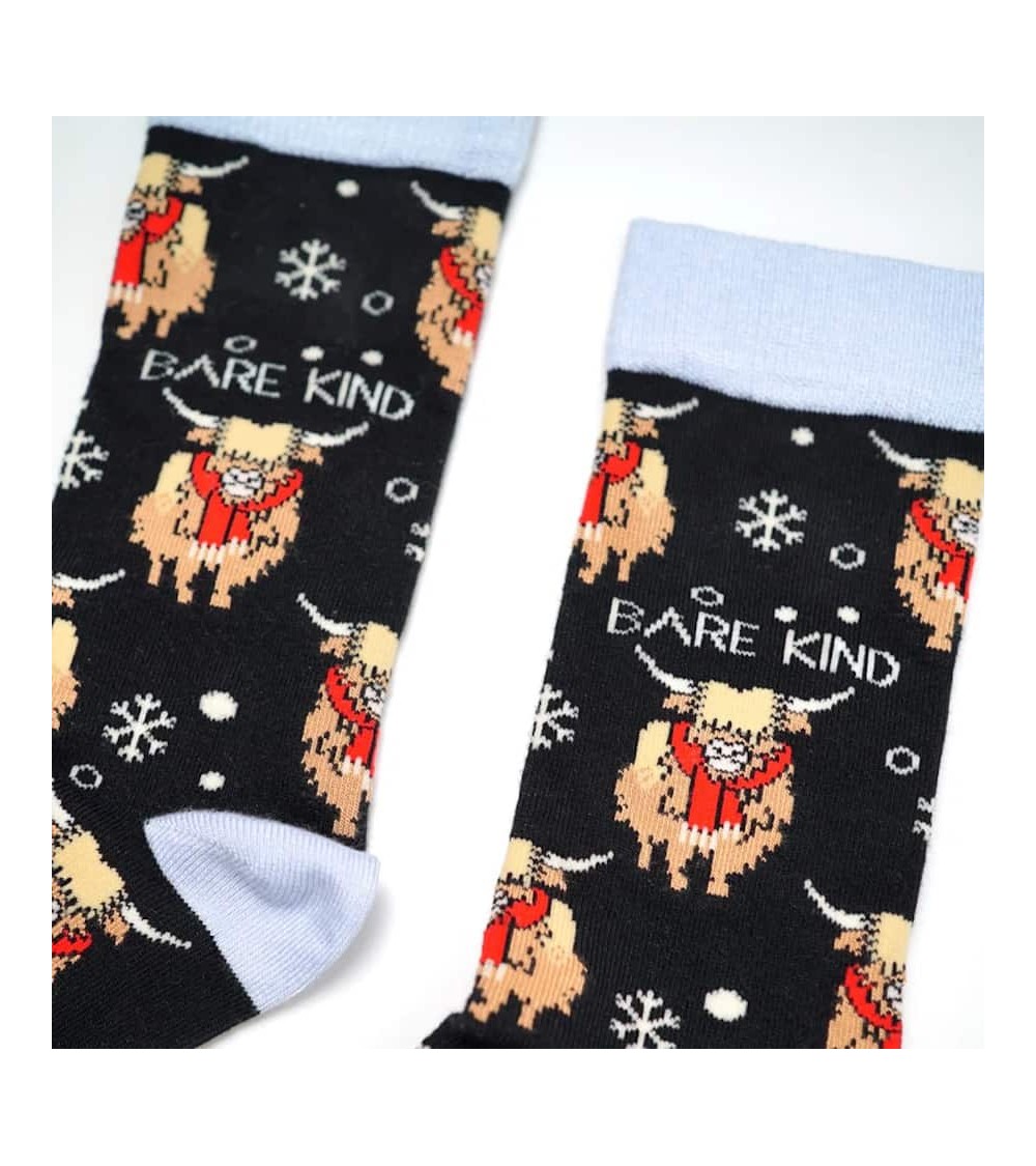 Rettet die Kühe der Highlands - Bambus Weihnachtssocken Bare Kind Socke lustige Damen Herren farbige coole socken mit motiv k...