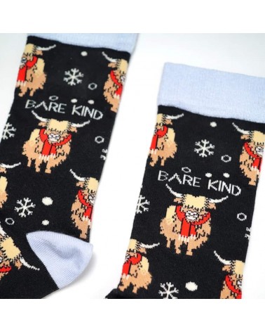 Rettet die Kühe der Highlands - Bambus Weihnachtssocken Bare Kind Socke lustige Damen Herren farbige coole socken mit motiv k...