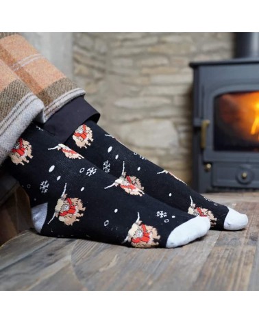 Rettet die Kühe der Highlands - Bambus Weihnachtssocken Bare Kind Socke lustige Damen Herren farbige coole socken mit motiv k...