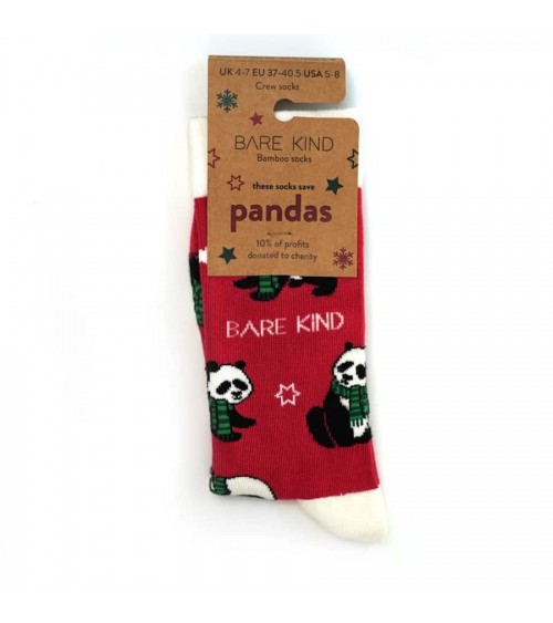 Save the Pandas - Christmas Bamboo Socks Bare Kind funny crazy cute cool best pop socks for women men