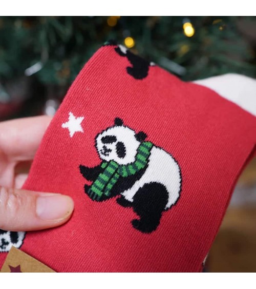 Save the Pandas - Christmas Bamboo Socks Bare Kind funny crazy cute cool best pop socks for women men