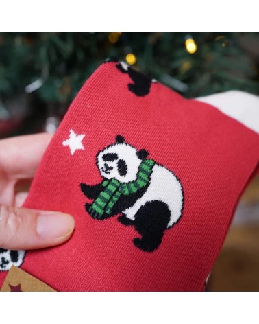 Save the Pandas - Christmas Bamboo Socks Bare Kind funny crazy cute cool best pop socks for women men