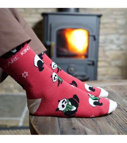 Save the Pandas - Christmas Bamboo Socks Bare Kind funny crazy cute cool best pop socks for women men