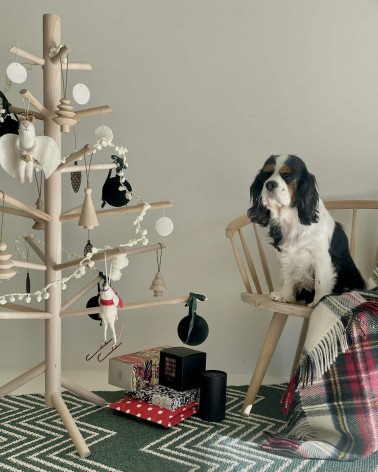 Albero di Natale piccolo in legno bellissimi particolari decorato addobbati eleganti moderno