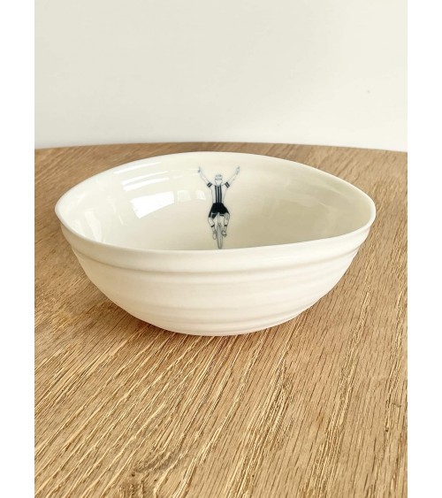 Cyclist man - fine porcelain bowl Keramiek van Sophie ramen salad fruit pasta soup cereal ceramic bowl