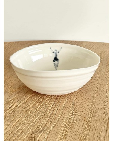Cyclist man - fine porcelain bowl Keramiek van Sophie ramen salad fruit pasta soup cereal ceramic bowl