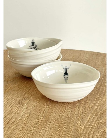 Cyclist man - fine porcelain bowl Keramiek van Sophie ramen salad fruit pasta soup cereal ceramic bowl