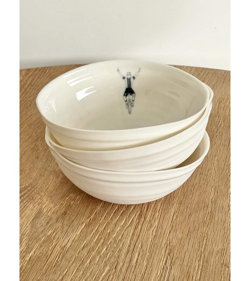Cyclist man - fine porcelain bowl Keramiek van Sophie ramen salad fruit pasta soup cereal ceramic bowl