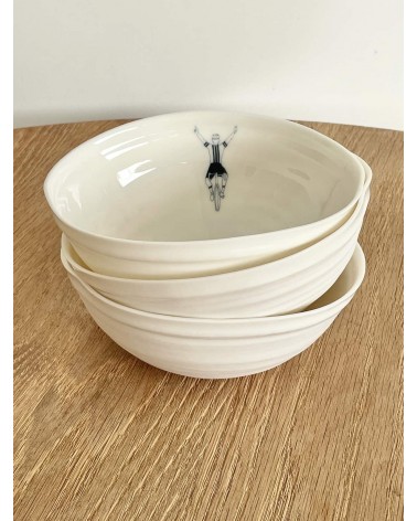 Cyclist man - fine porcelain bowl Keramiek van Sophie ramen salad fruit pasta soup cereal ceramic bowl