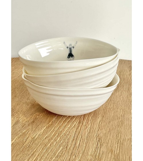 Cyclist man - fine porcelain bowl Keramiek van Sophie ramen salad fruit pasta soup cereal ceramic bowl