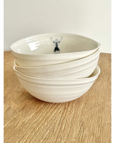 Cyclist man - fine porcelain bowl Keramiek van Sophie ramen salad fruit pasta soup cereal ceramic bowl