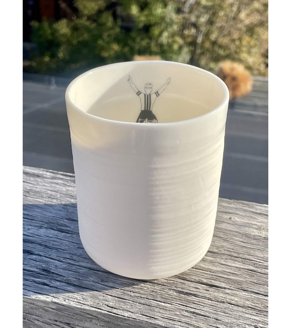 Cyclist man - fine porcelain mug, coffee cup, tea cup Keramiek van Sophie coffee tea cup mug funny