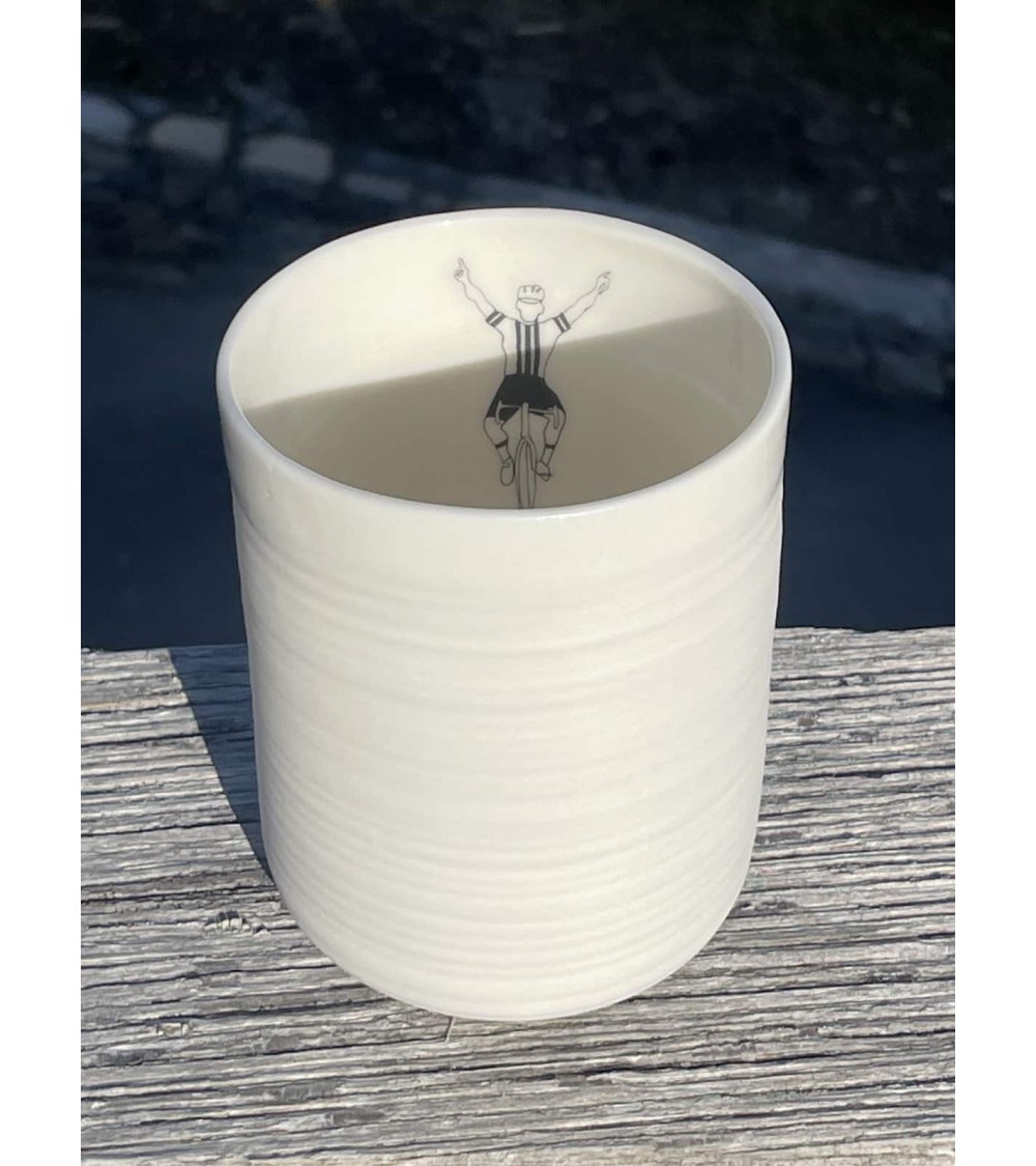 Cyclist man - fine porcelain mug, coffee cup, tea cup Keramiek van Sophie coffee tea cup mug funny