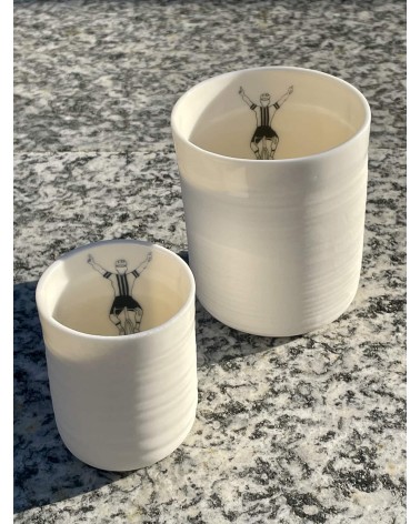Cyclist man - fine porcelain expresso cup Keramiek van Sophie coffee tea cup mug funny