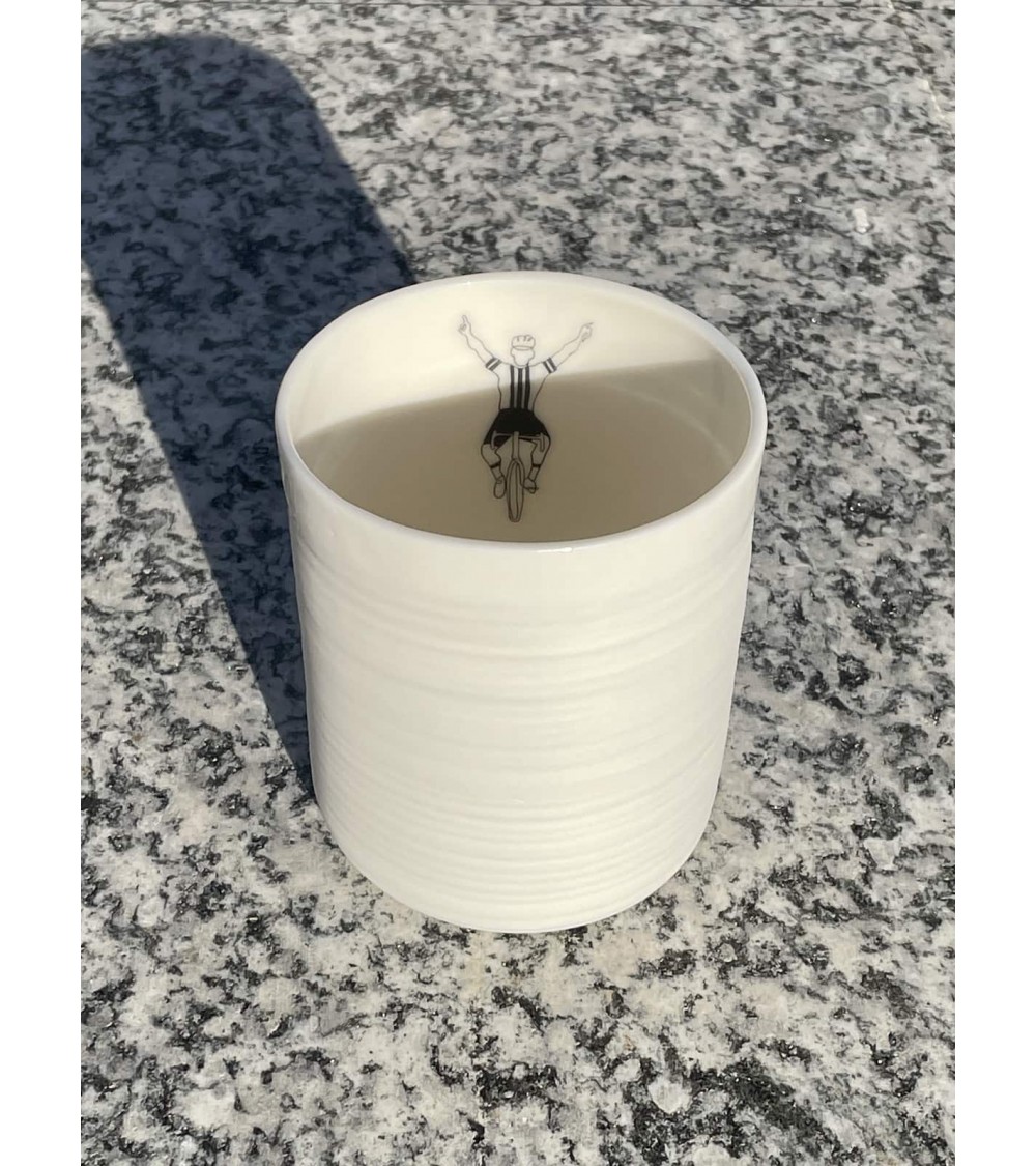 Homme cycliste - Tasse à expresso design en porcelaine fine Keramiek van Sophie design à café thé cappuccino originale grande...