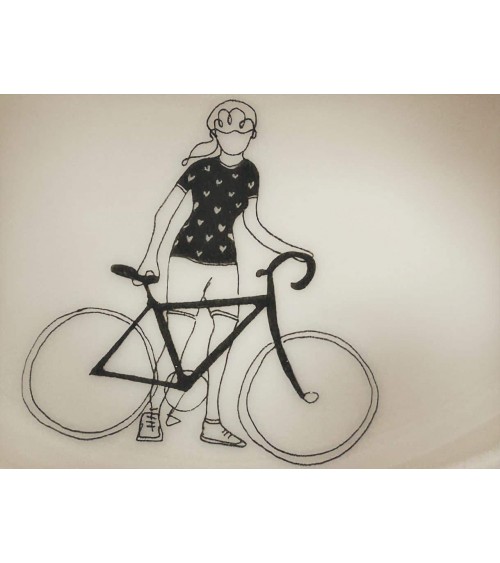 Cyclist women - fine porcelain expresso cup Keramiek van Sophie coffee tea cup mug funny